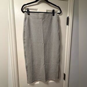 Striped Knit Pencil Skirt in Navy and White